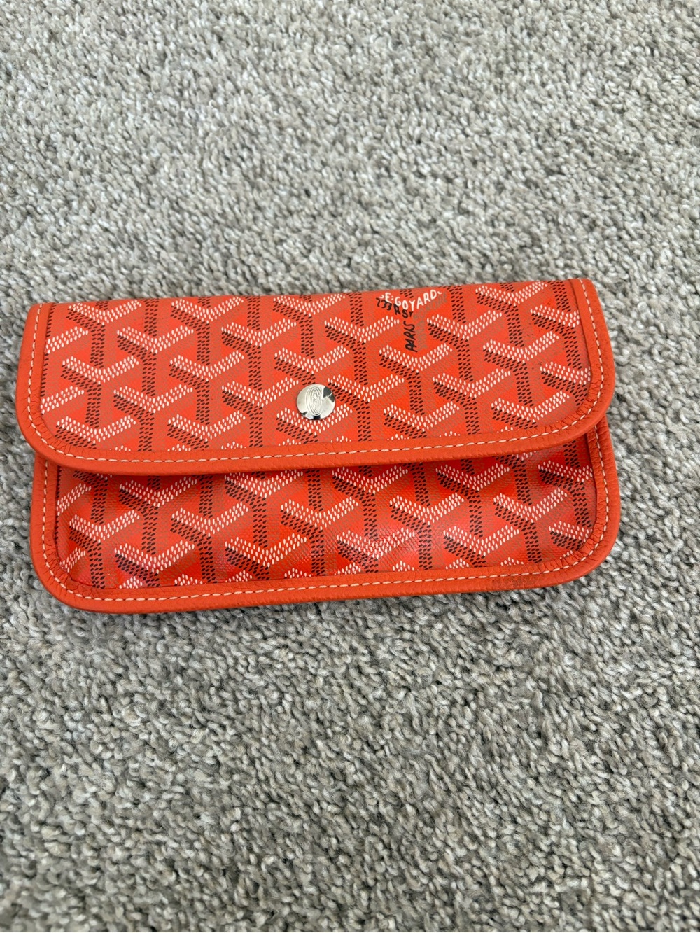 Goyard Orange Chevron Coated Canvas Clutch